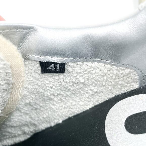 P448 John Lama Sneaker White Silver Lace Up Low Top Leather Sz 41 / 10.5 - Picture 11 of 12